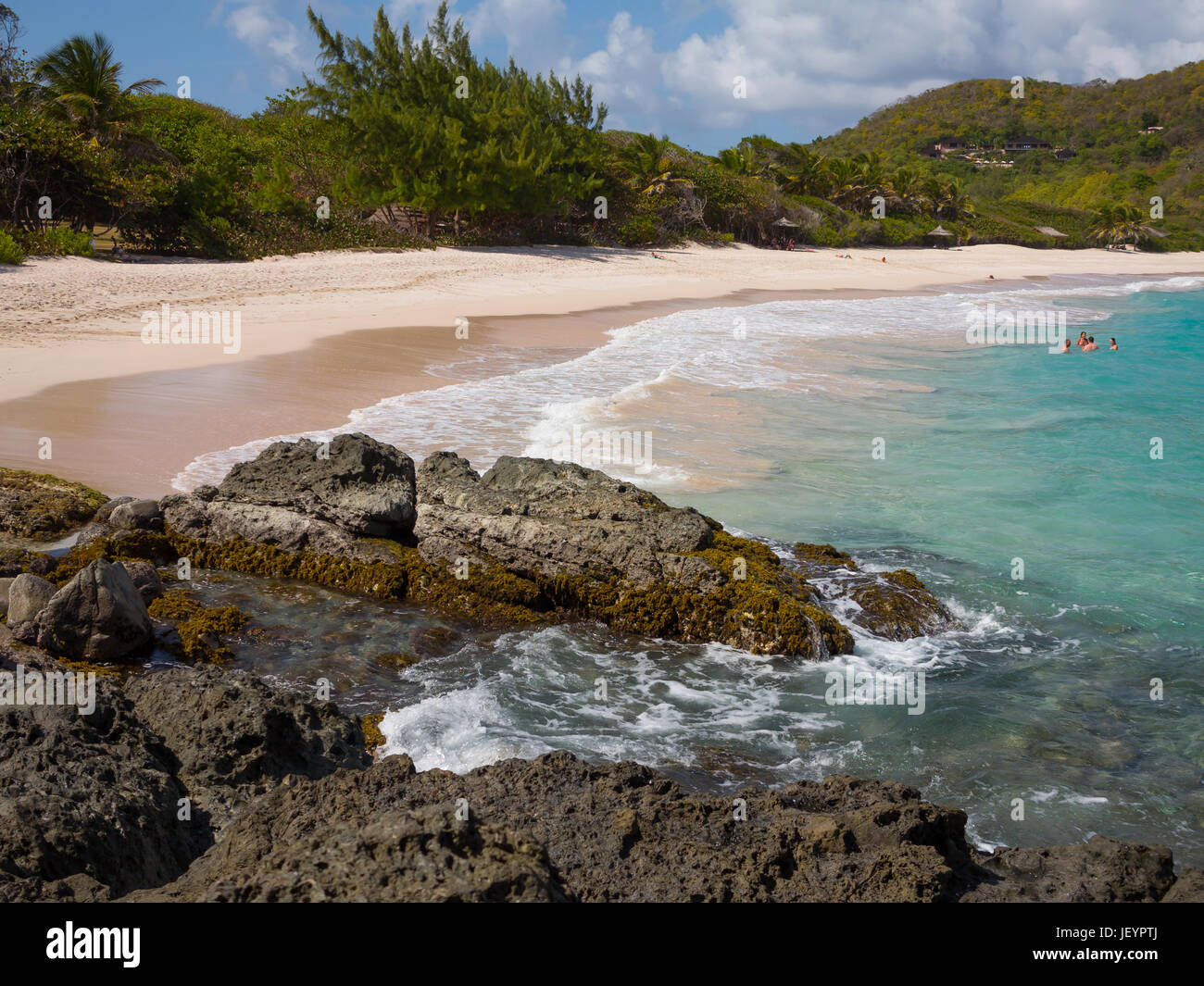 Macaroni Beach Mustique, A white sand pristine beach for the rich and famous Stock Photo Alamy