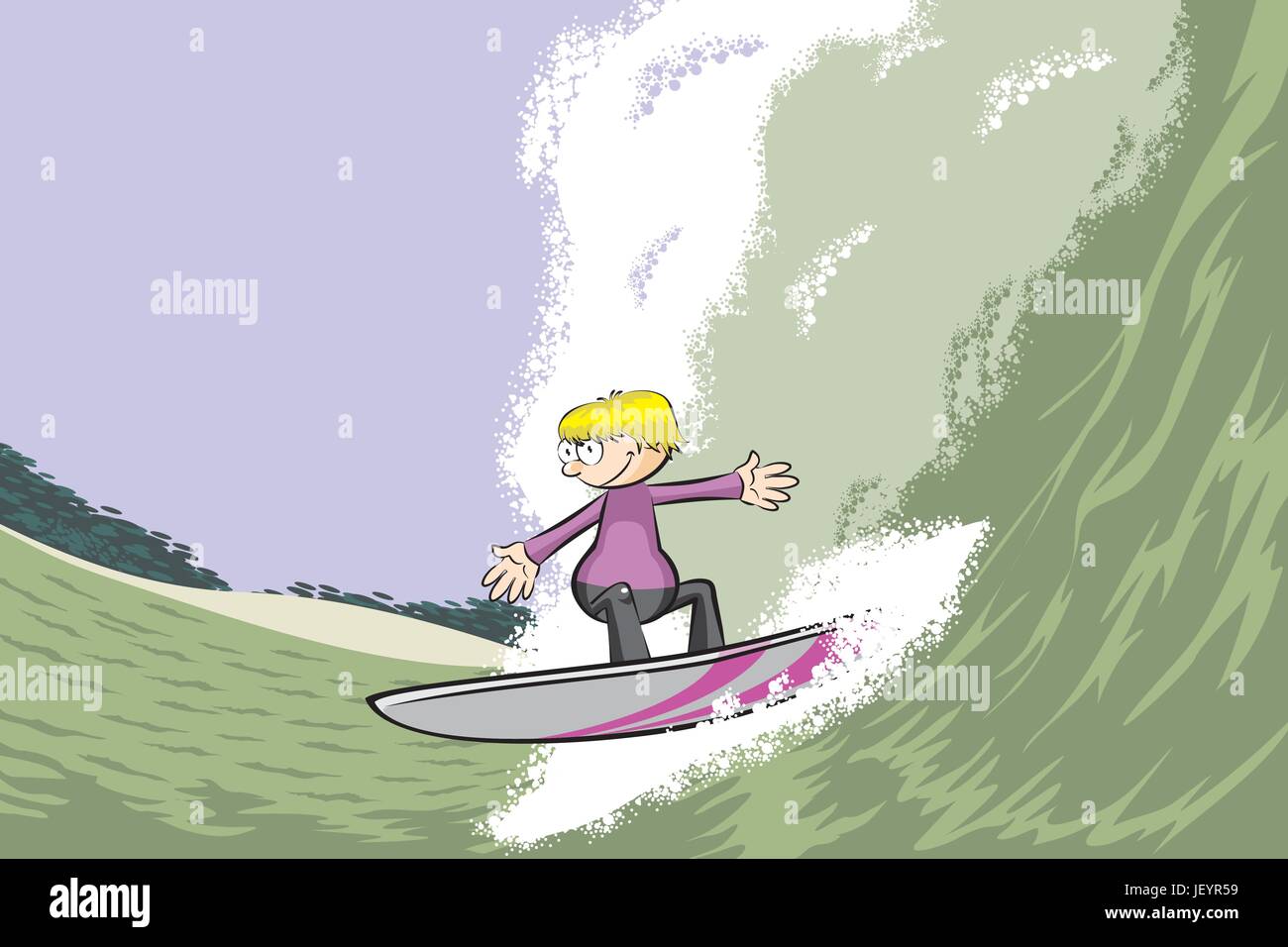 Young surfer man on surfboard riding the wave. Conceptual Vector ...