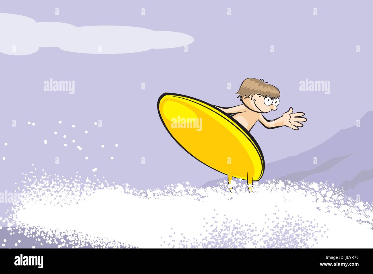 Surfer boy on surfboard riding the wave. Conceptual vector illustration ...