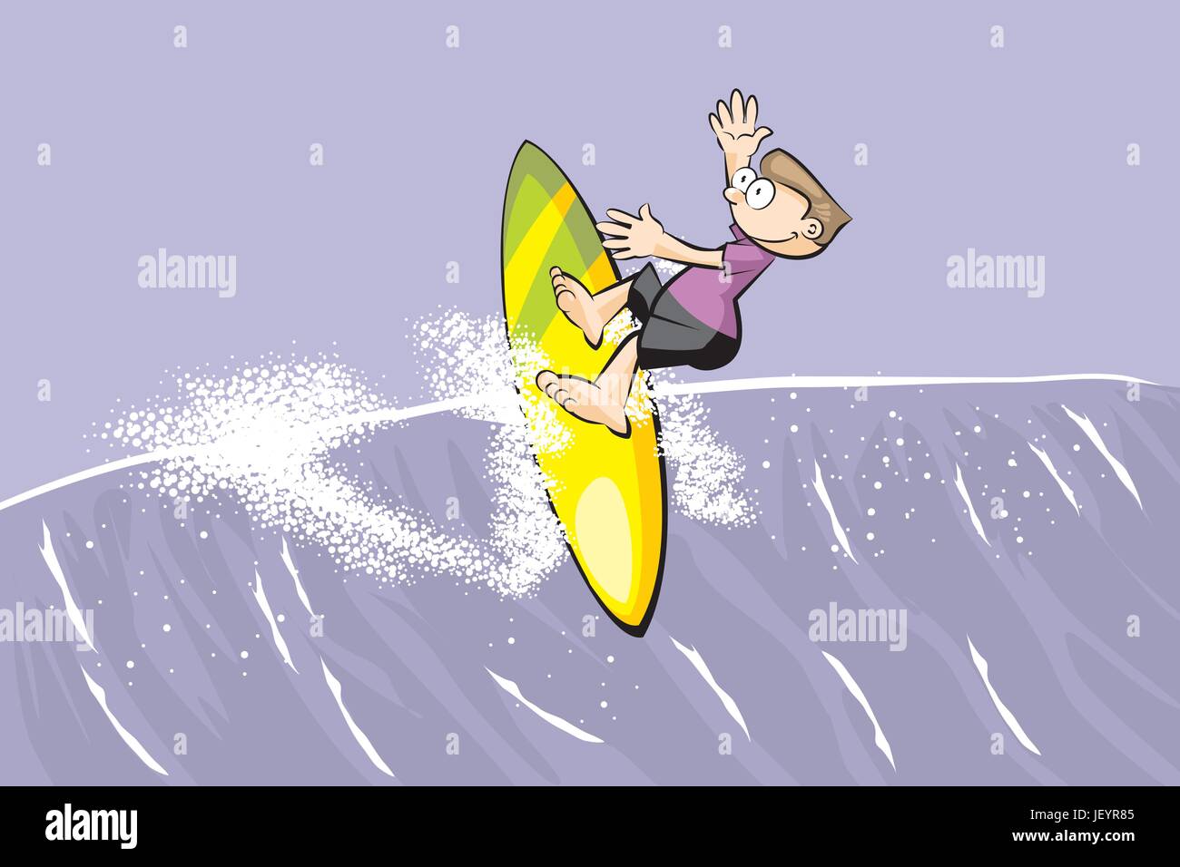 Young surfer man riding the wave. Conceptual vector illustration Stock ...