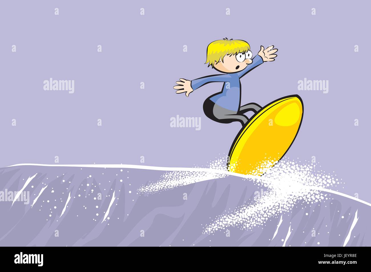 Young surfer man riding the wave. Conceptual vector illustration Stock ...
