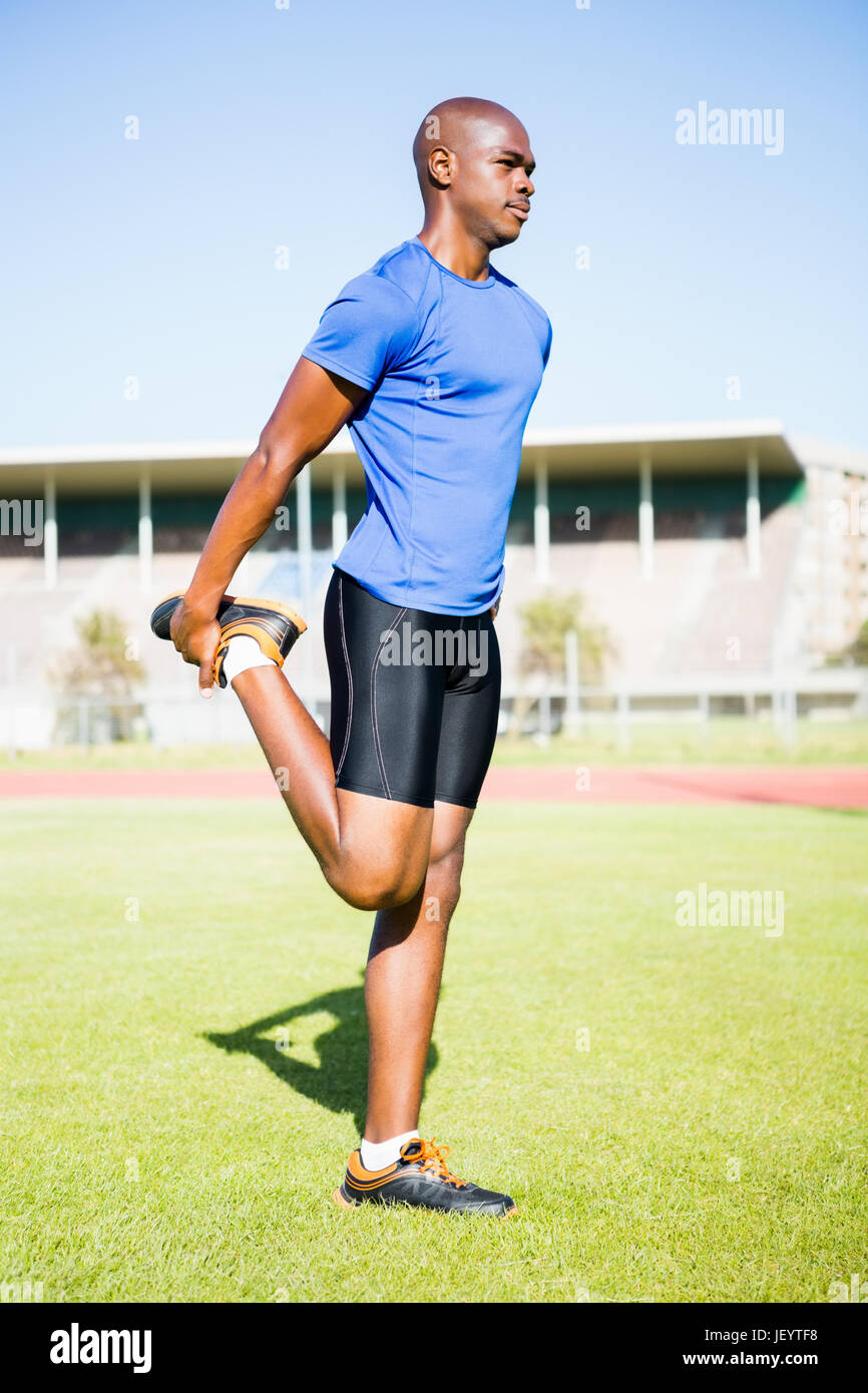 Athlete warming up in a stadium Stock Photo Alamy