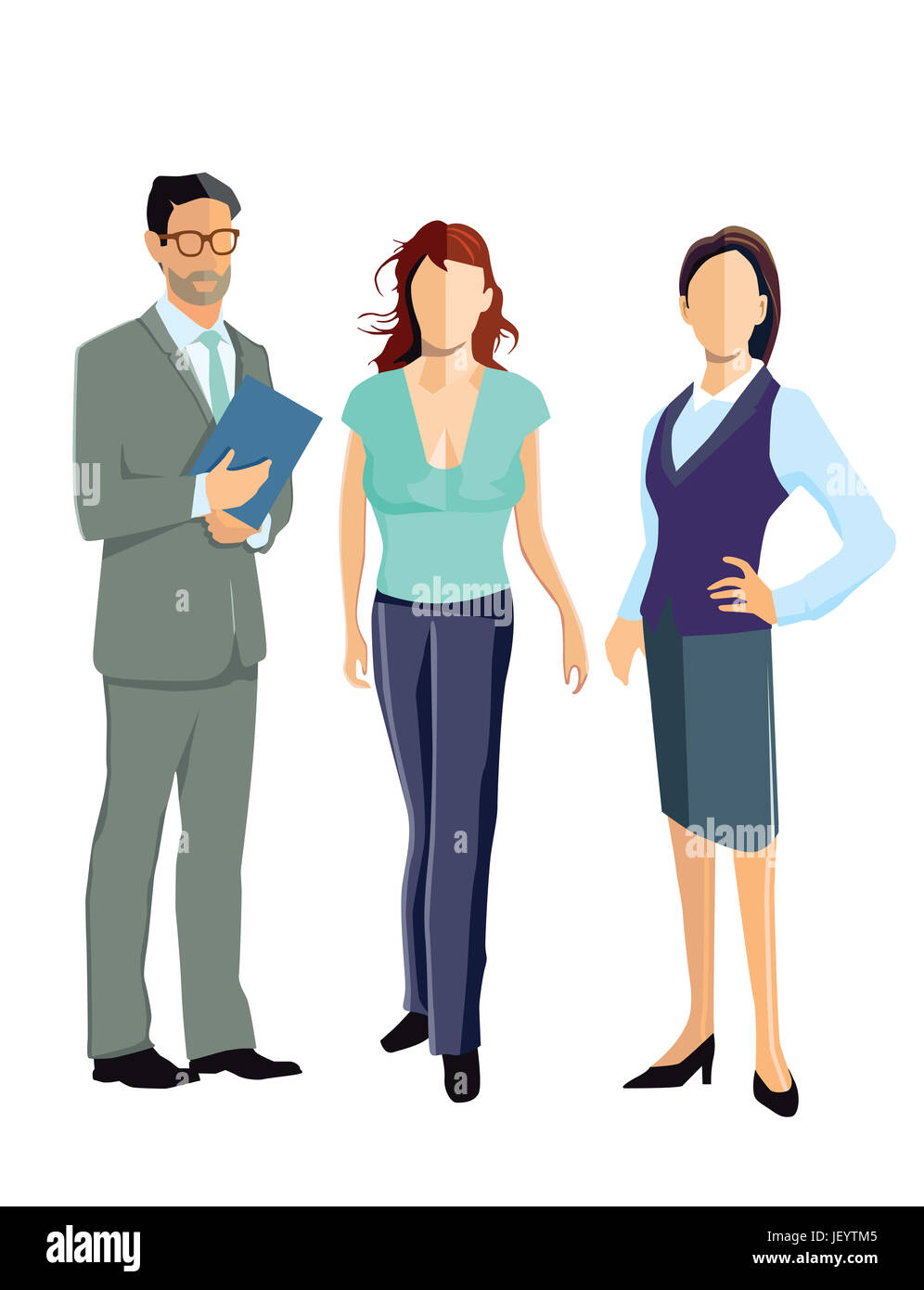 three staff standing together Stock Photo Alamy