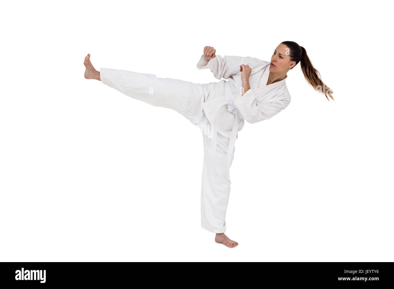 Fighter performing karate stance Stock Photo - Alamy