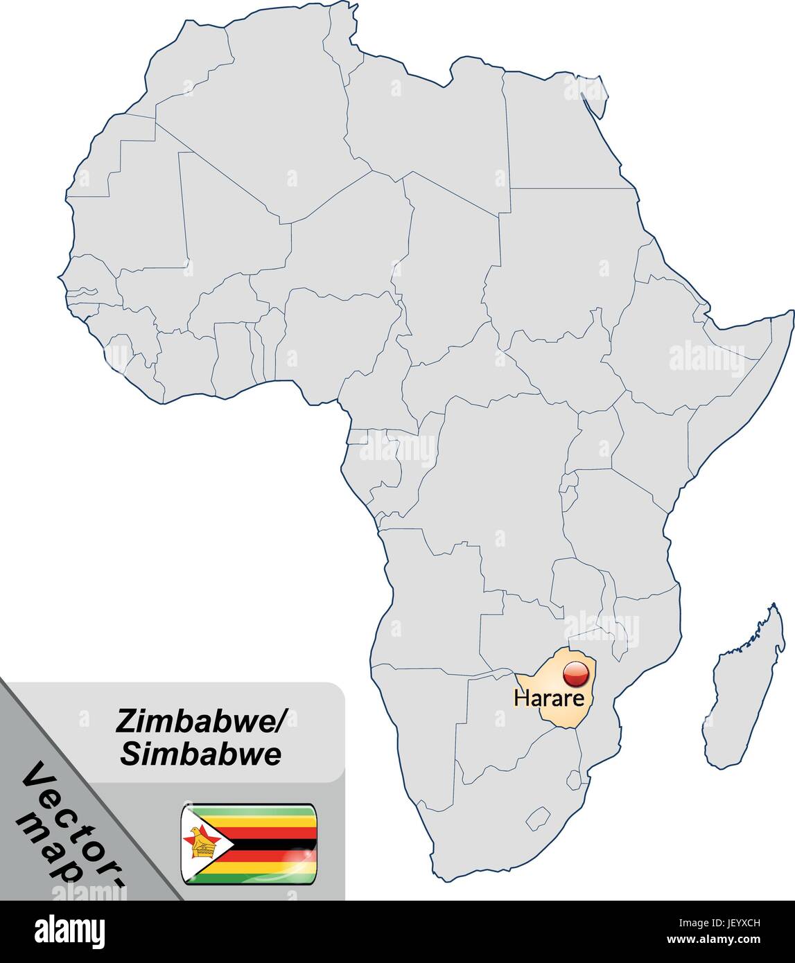island map of zimbabwe with capitals in pastelorange Stock Vector Image