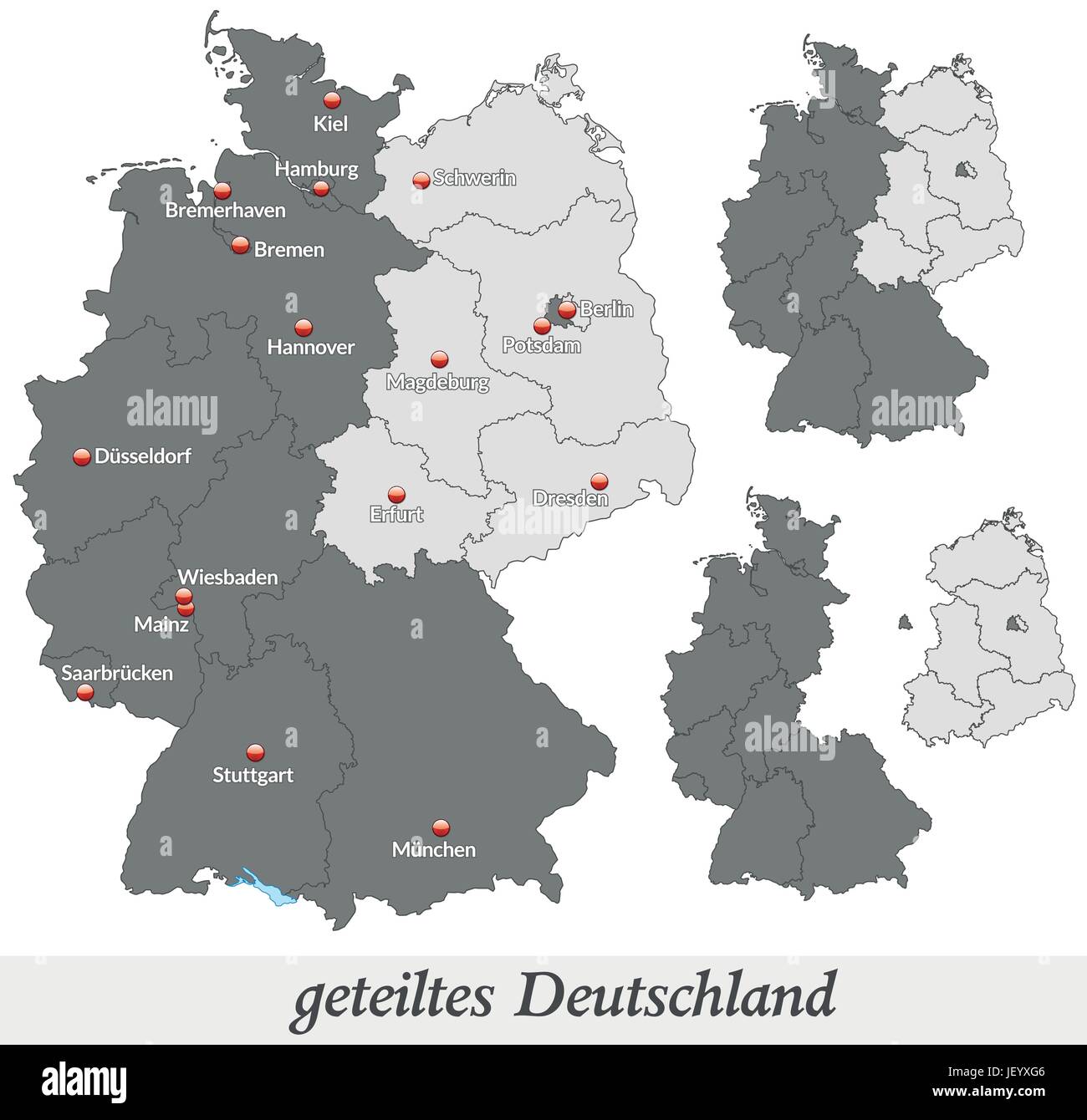 map of divided germany in gray