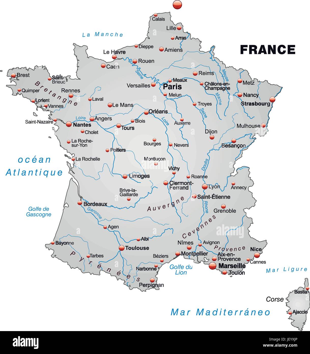 france-atlas-hi-res-stock-photography-and-images-alamy for Free Printable Map Of France With Cities And Towns France atlas hi-res stock photography and images - Alamy for Free Printable Map Of France With Cities And Towns