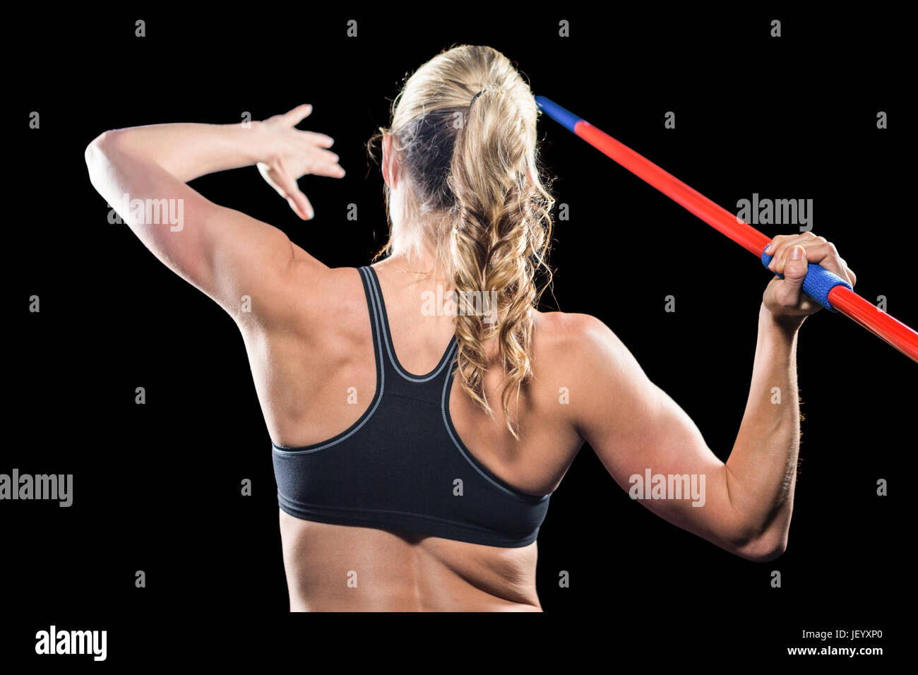 Athlete preparing to throw javelin Stock Photo Alamy