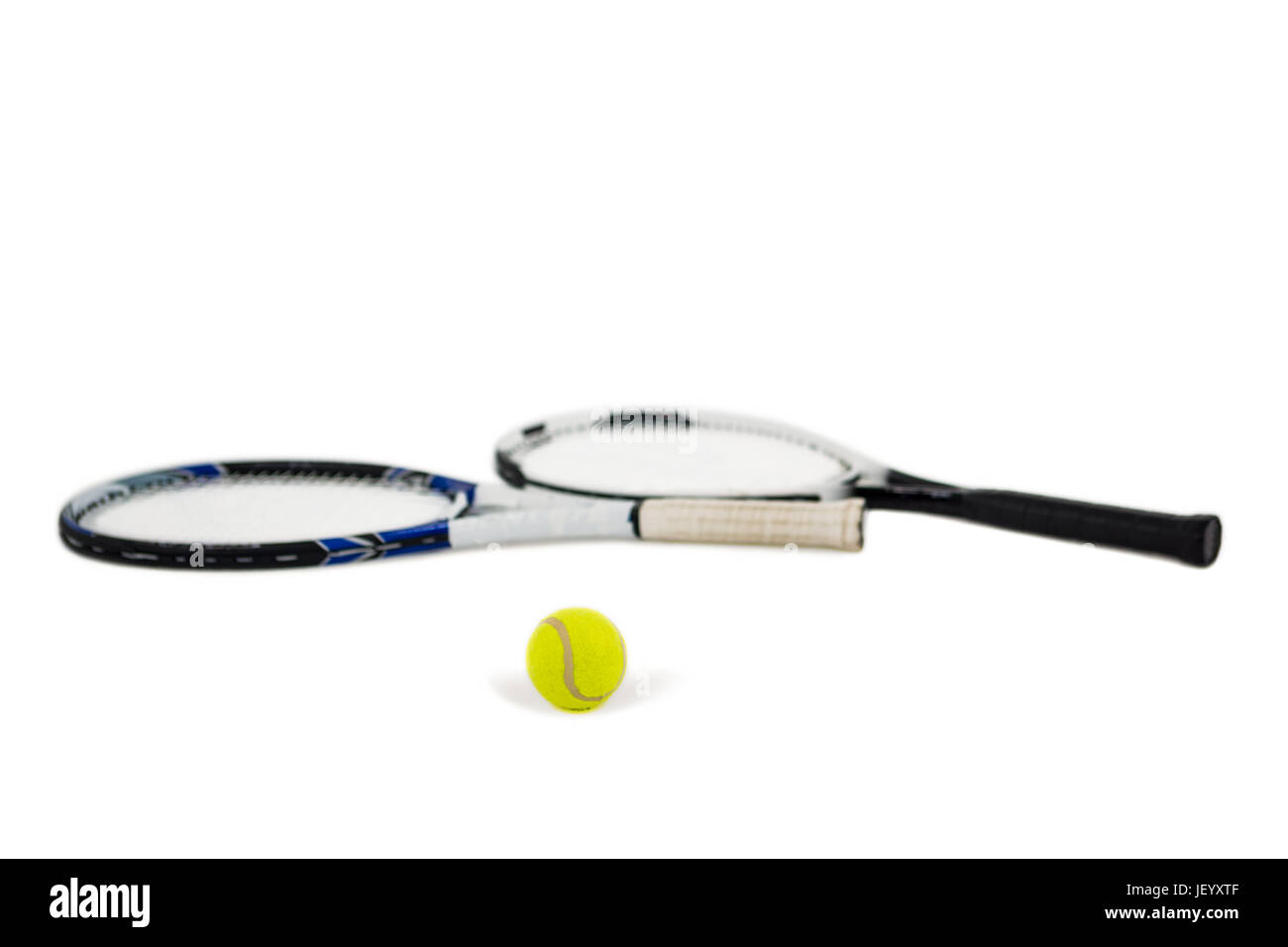 Tennis ball and rackets on white background Stock Photo