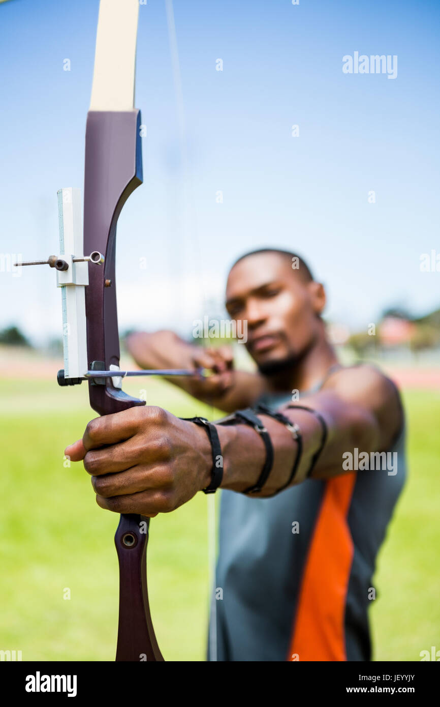 Athlete practicing archery Stock Photo Alamy