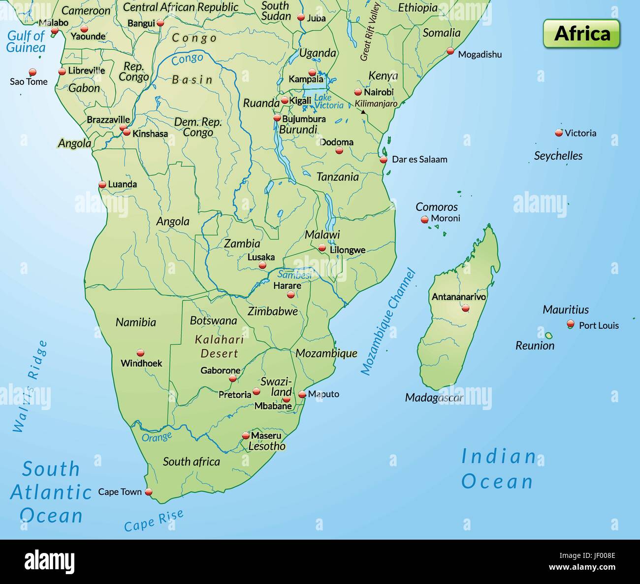 Africa Card Outline Borders Atlas Map Of The World Map Stock Vector Image Art Alamy