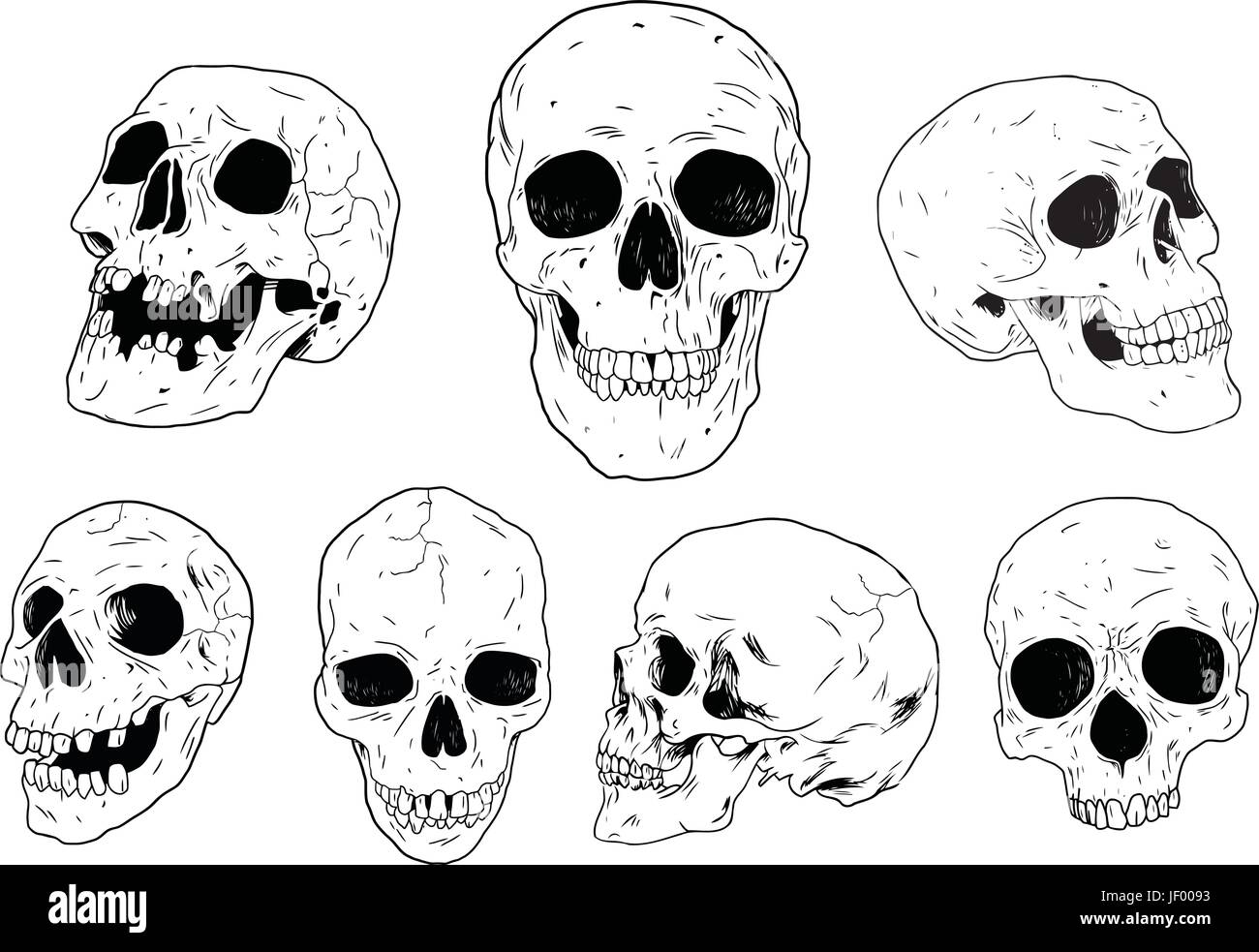 death, teeth, skeleton, neck, bones, head, hand, death, teeth, skull, skeleton, Stock Vector