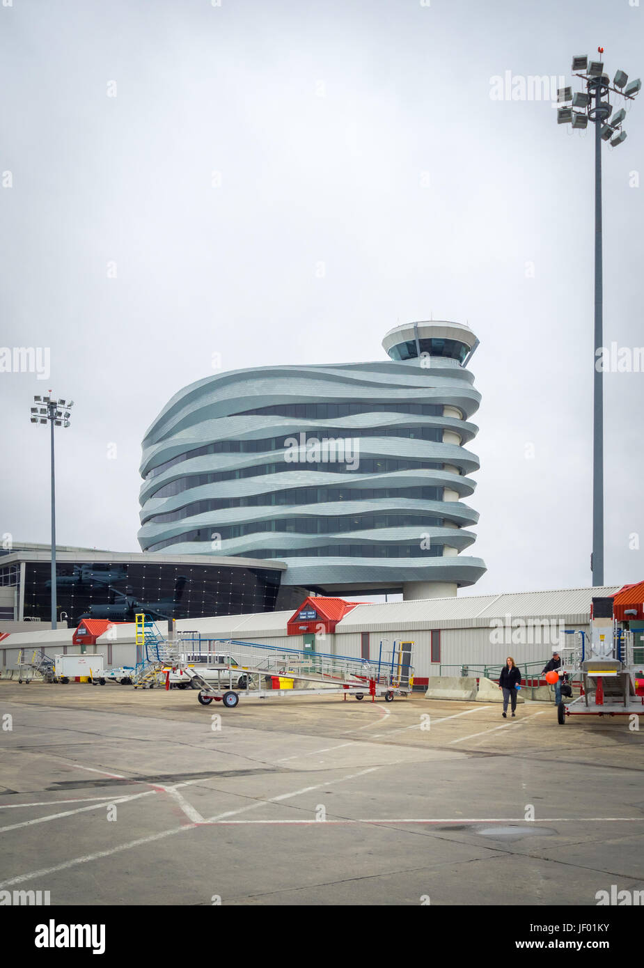 The new NAV Canada air traffic control tower at Edmonton International Airport in Edmonton, Alberta, Canada. Stock Photo