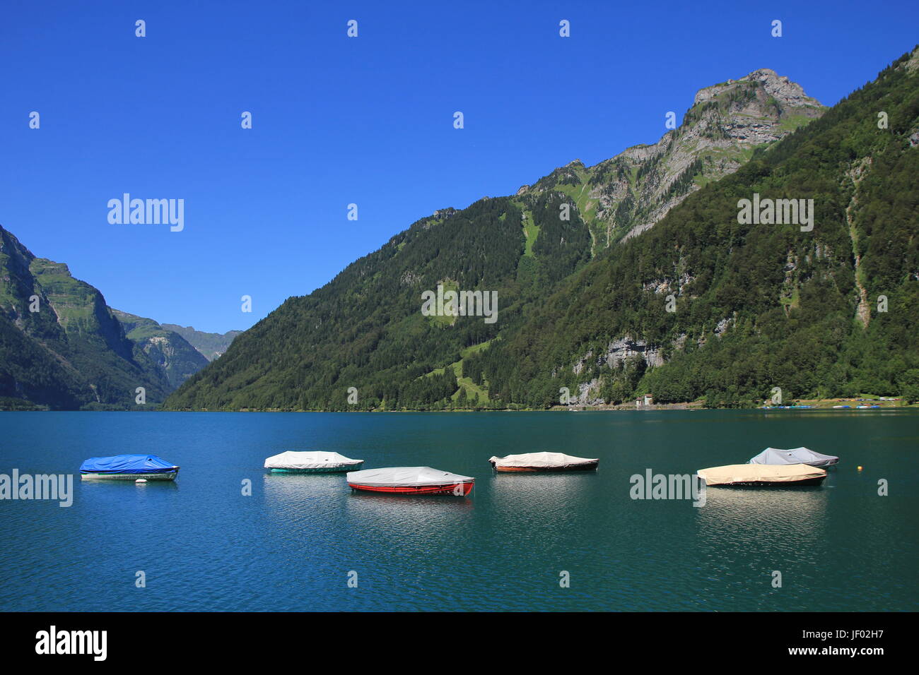 Boats on lake Klontal Stock Photo
