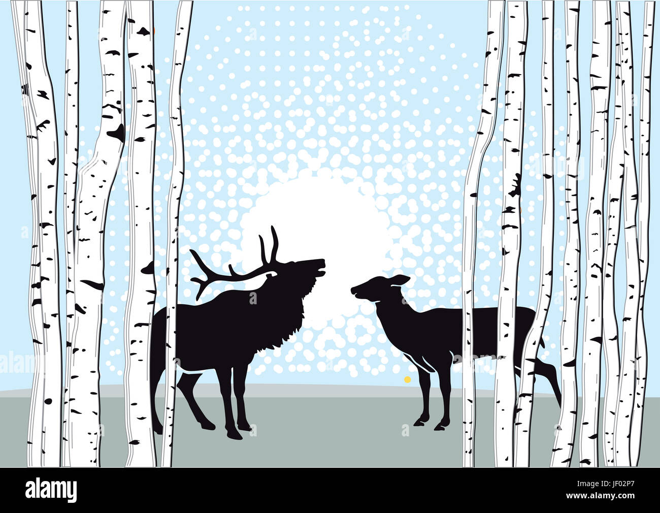 Deer and Doe in Forest Stock Photo