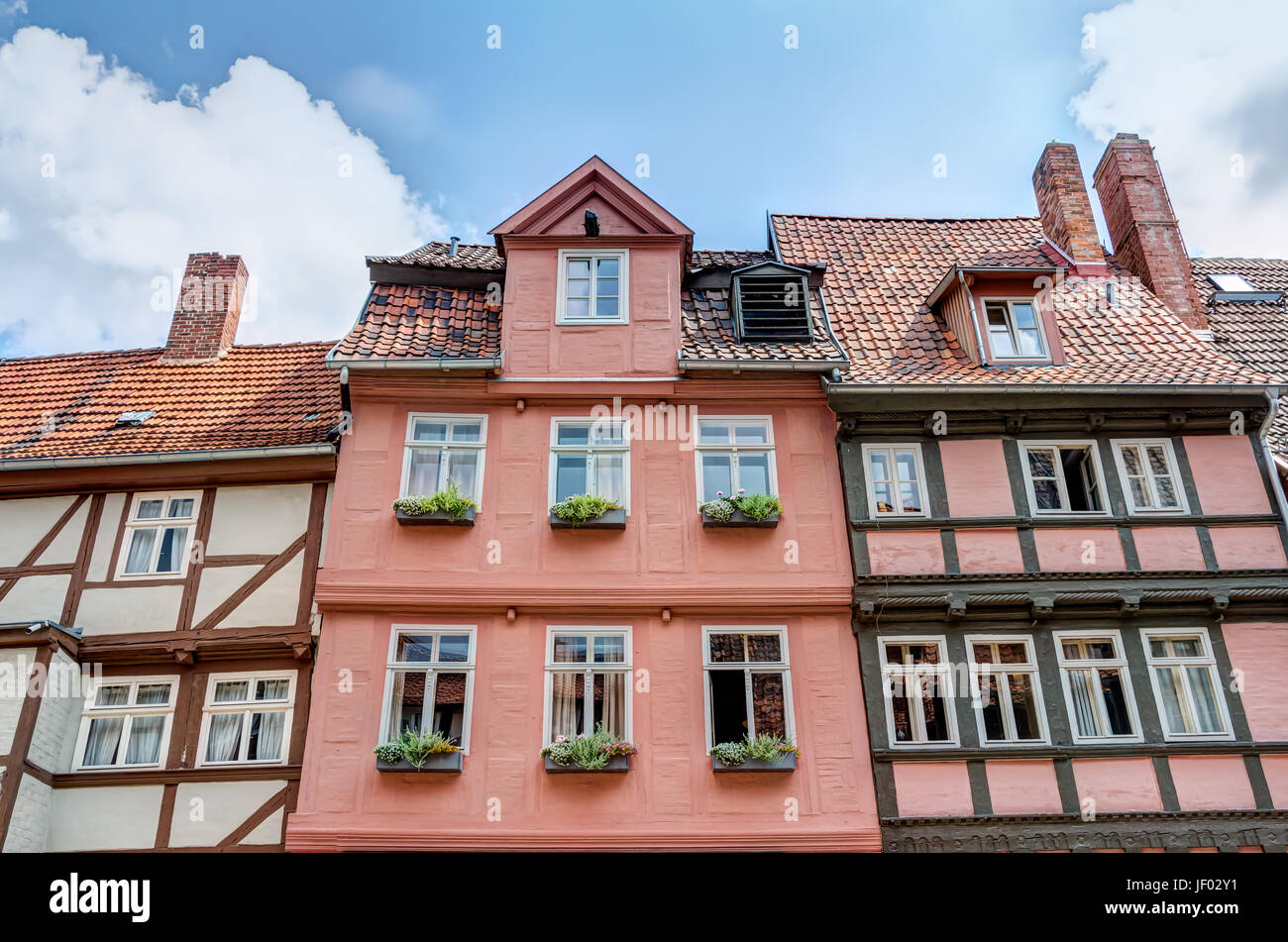 Halftimbered houses in Quedlinburg, Germany Stock Photo Alamy
