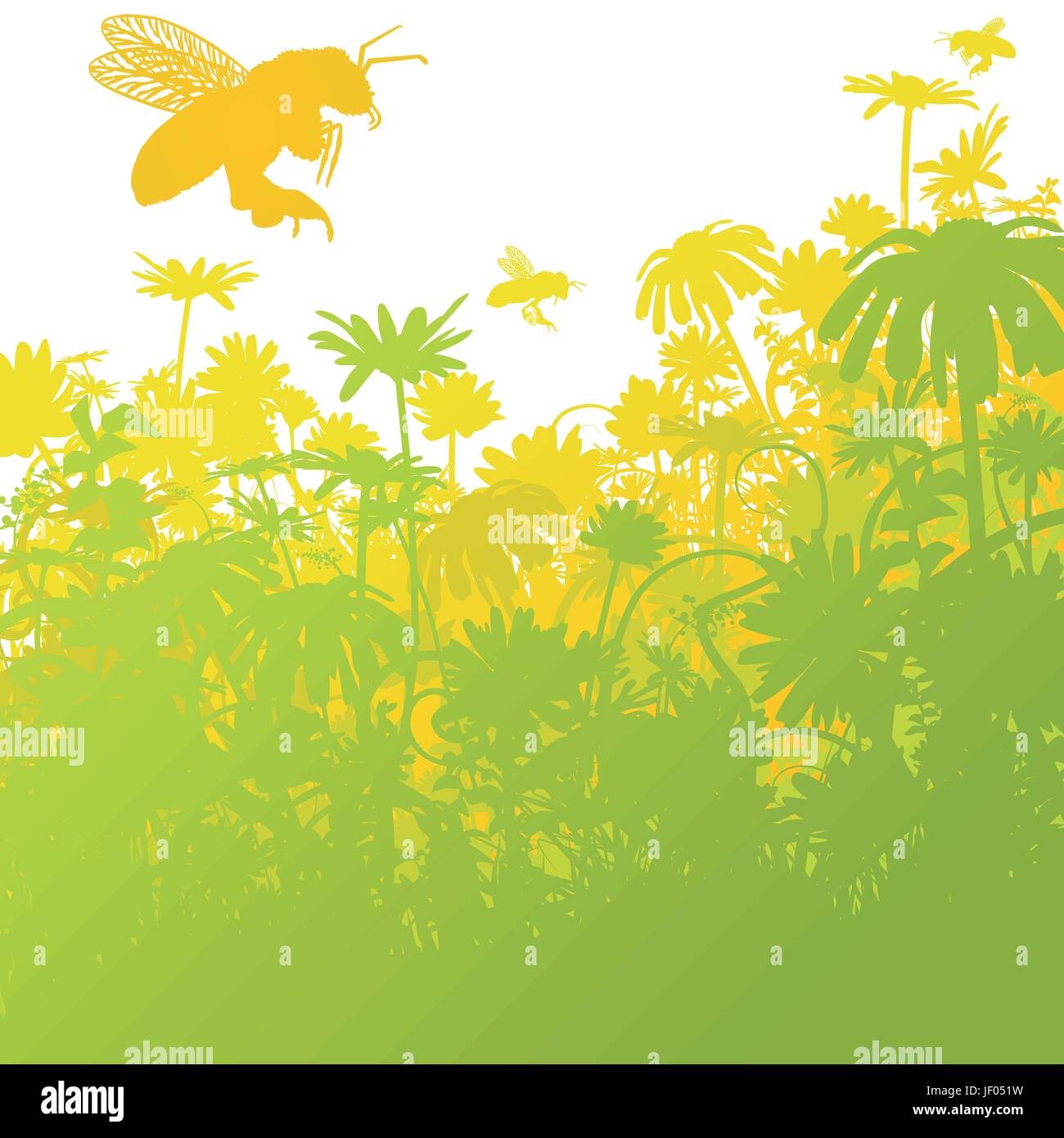 bees on the summer meadow Stock Vector