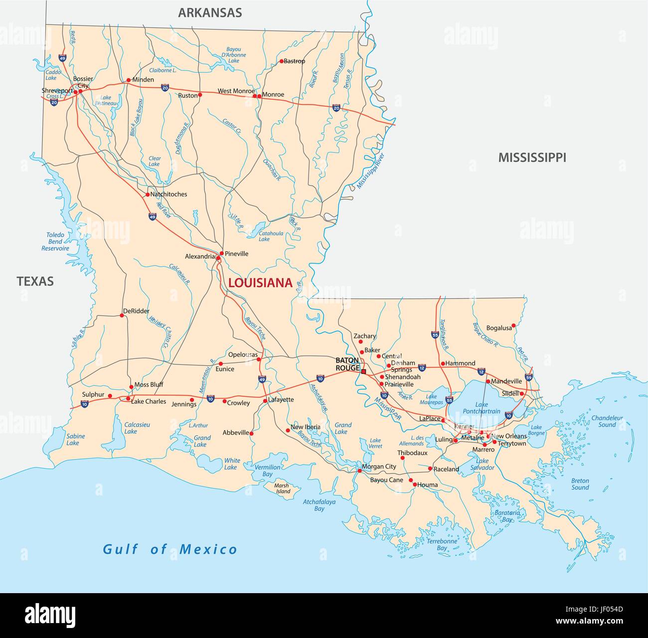 Louisiana Road Map Stock Vector Image And Art Alamy