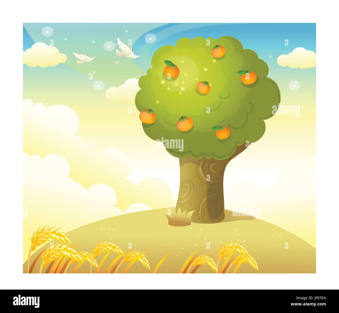 Ripen oranges in an orange tree Stock Vector Images Alamy