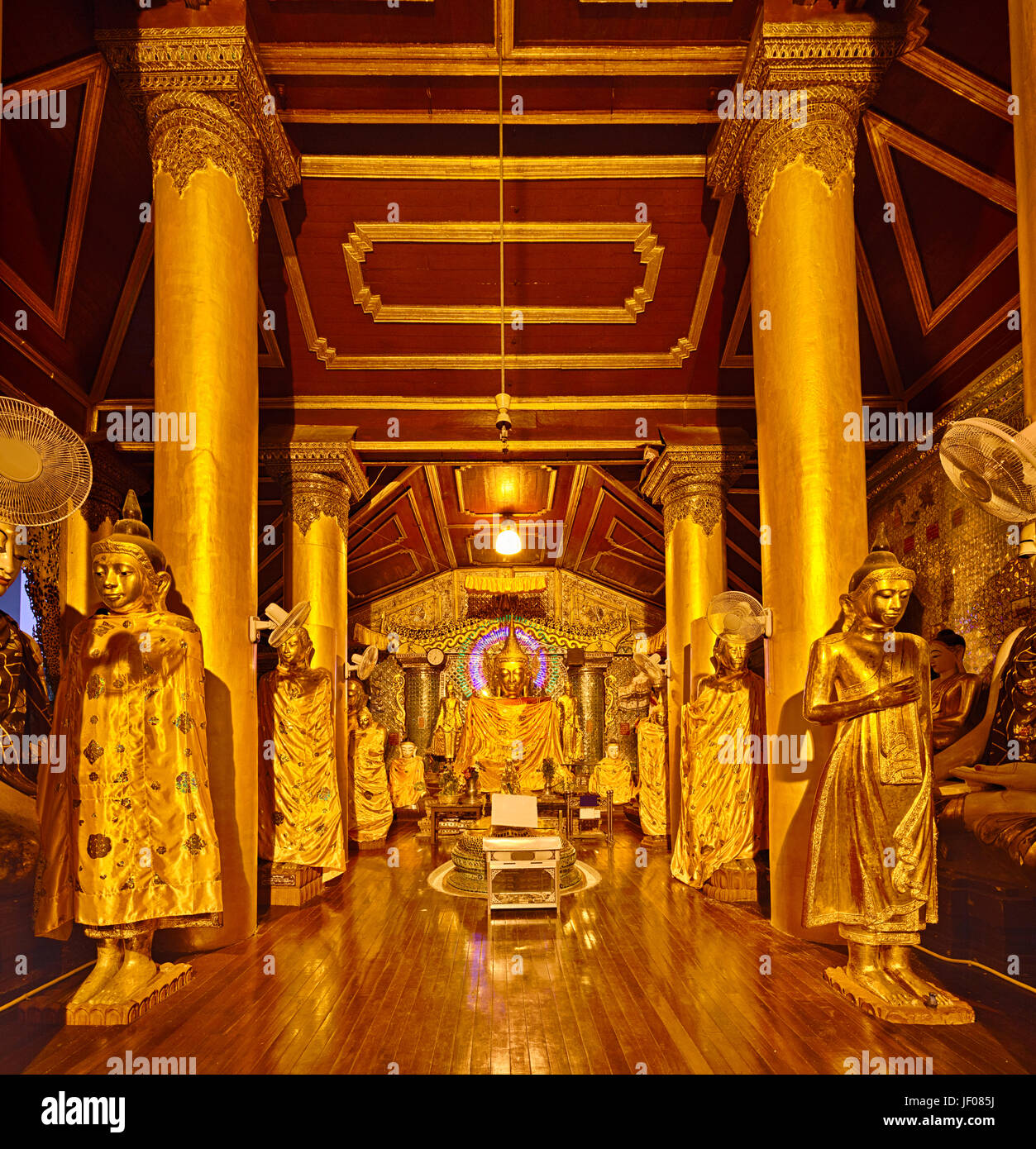 Buddha Footprint hall at Shwedagon complex Stock Photo