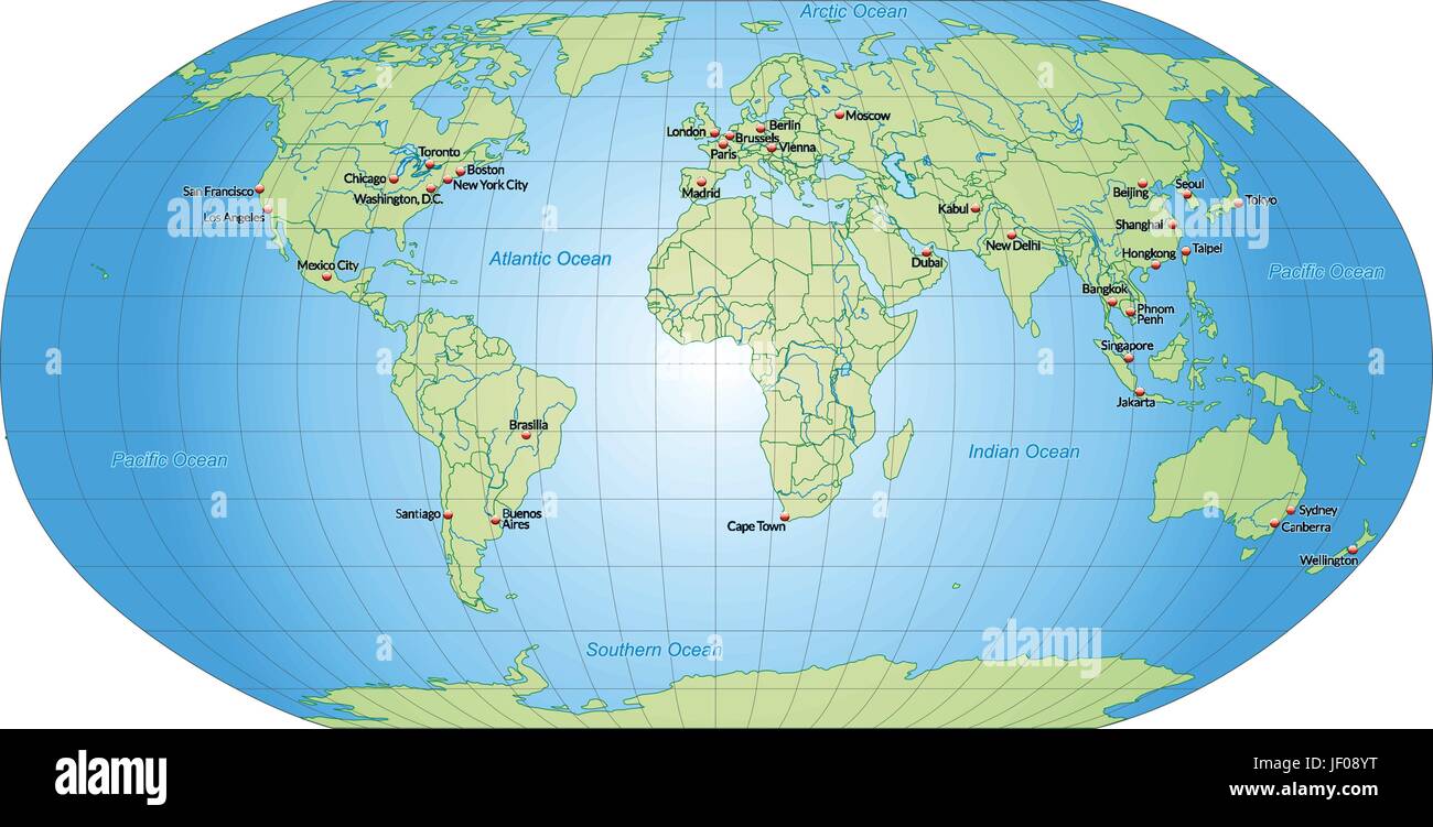 Carte Du Monde Pays Et Capitales ⇒ Mappemonde Murale Carte Du