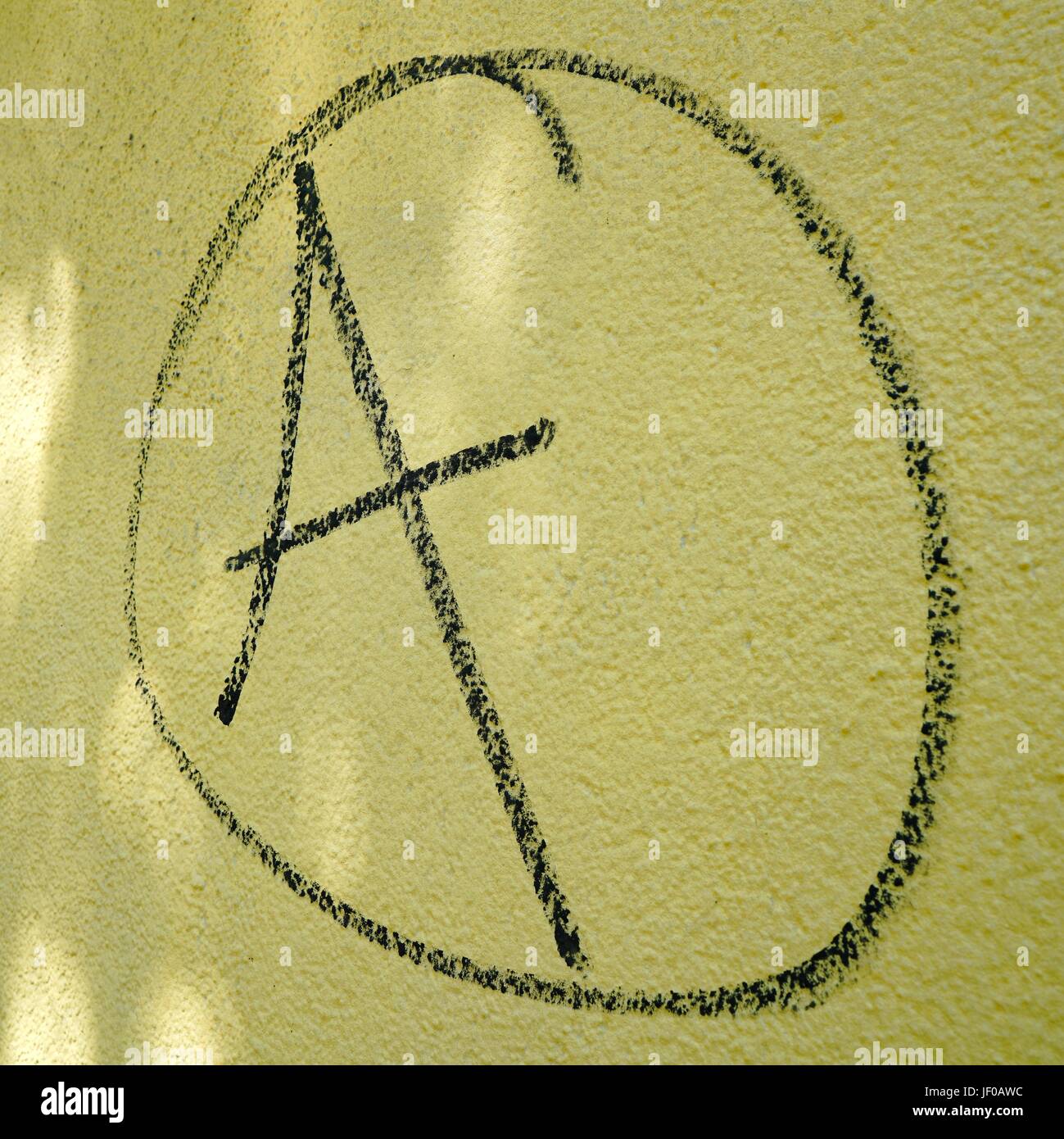 symbol for anarchy on a house wall Stock Photo