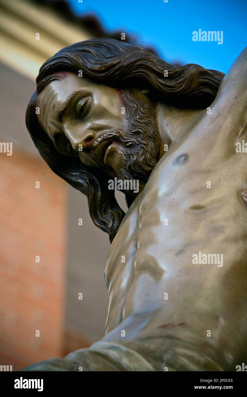 Wood carving of cedar of Spanish sculptor Victor rivers, represents the ...