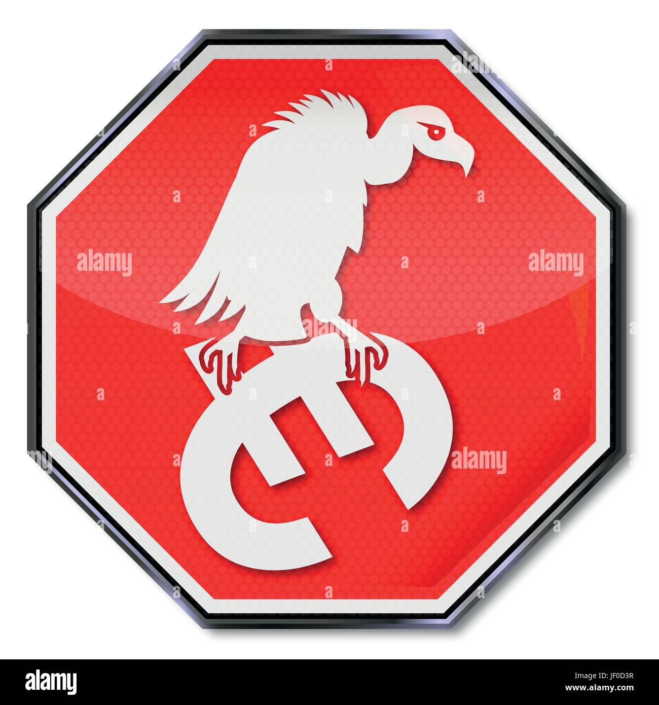 stop sign and euro pleitegeier Stock Vector