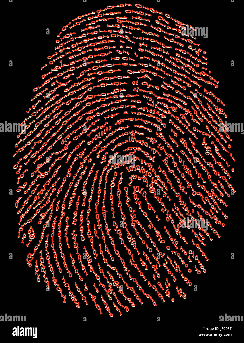 close up binary coded fingerprint Stock Photo