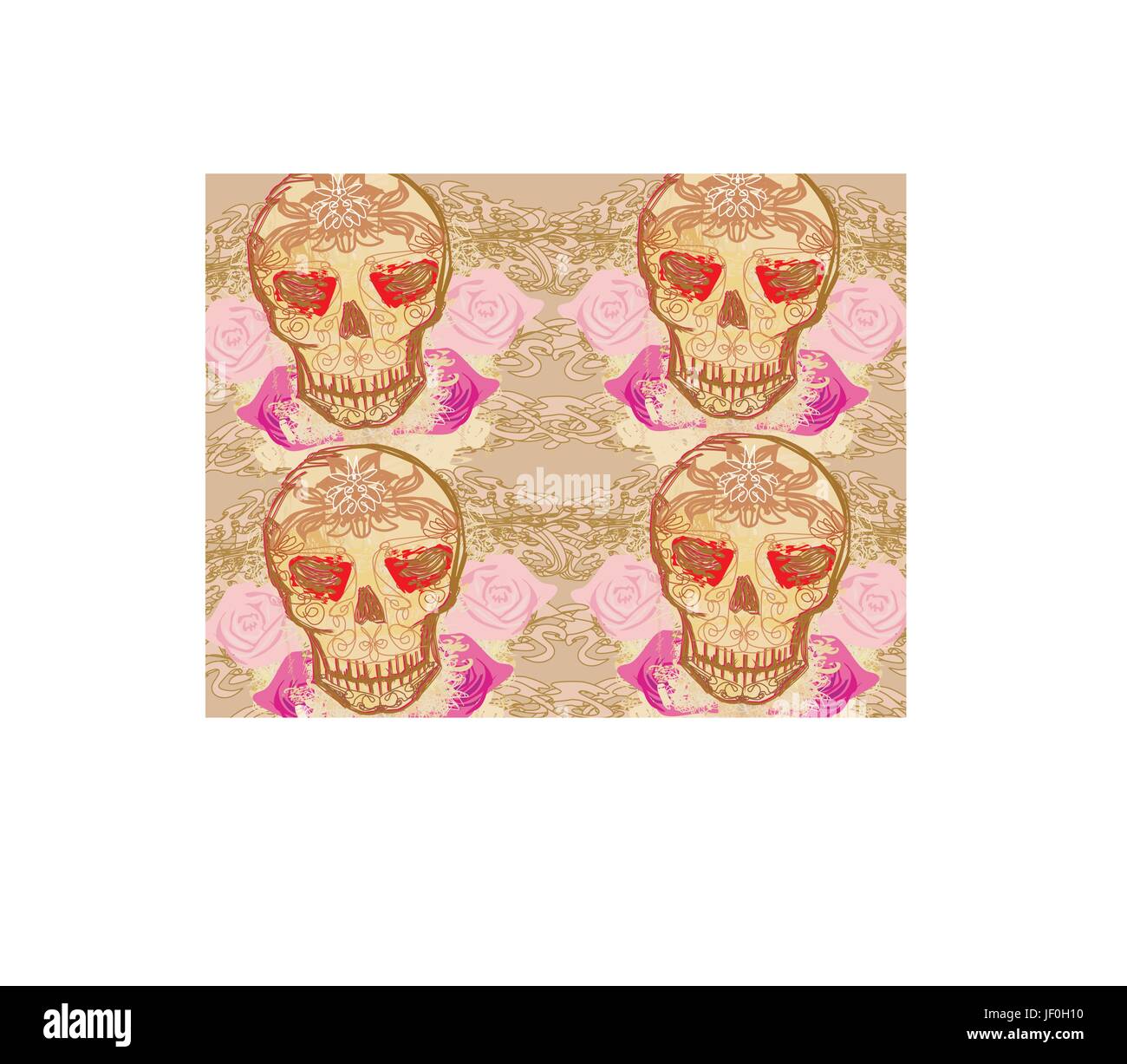 skull and flowers day of the dead seamless background Stock Vector ...