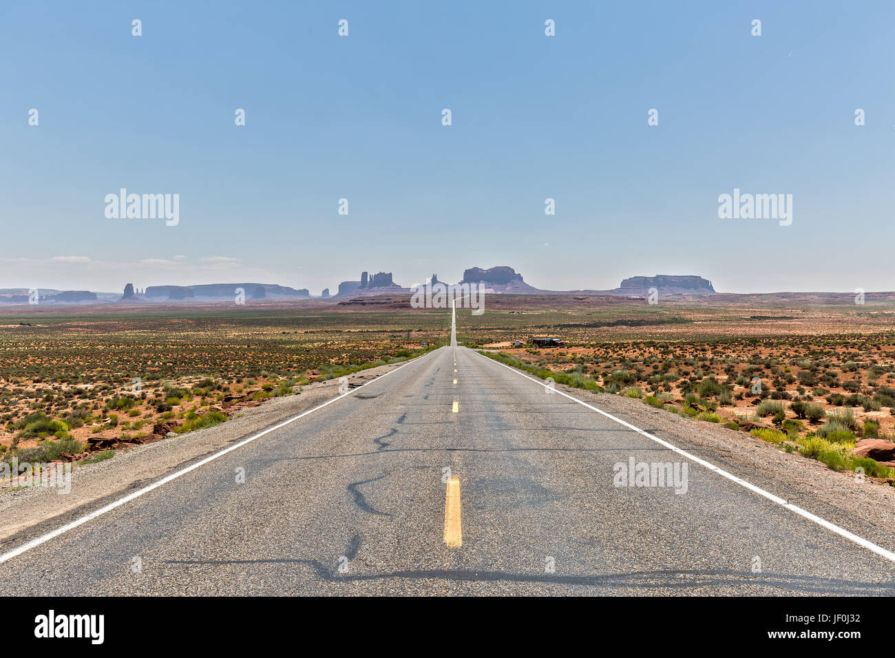 Lonely Highway to Monument Valley Stock Photo