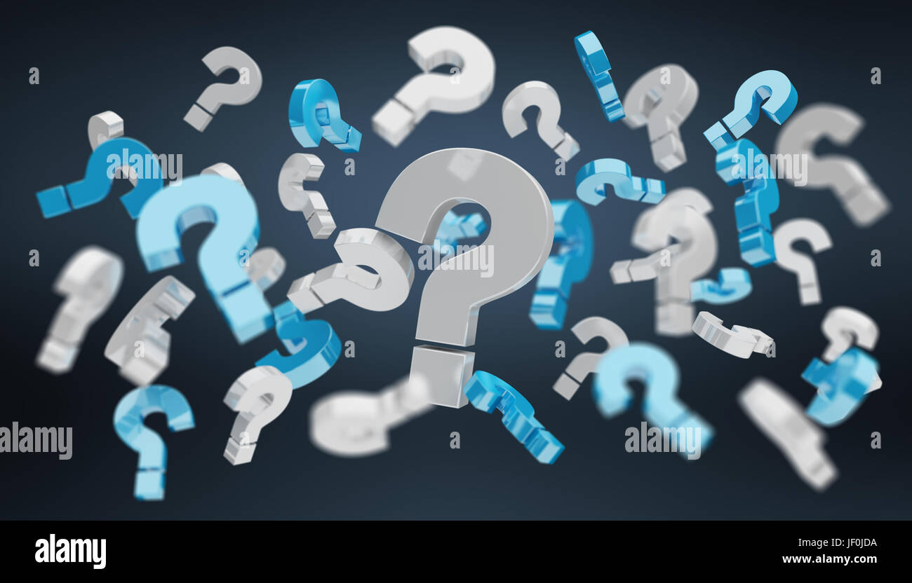 3D rendering question marks on dark background Stock Photo
