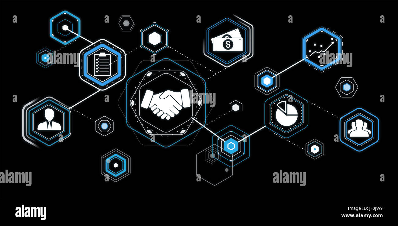 3D rendering partnership illustration interface on dark background Stock Photo