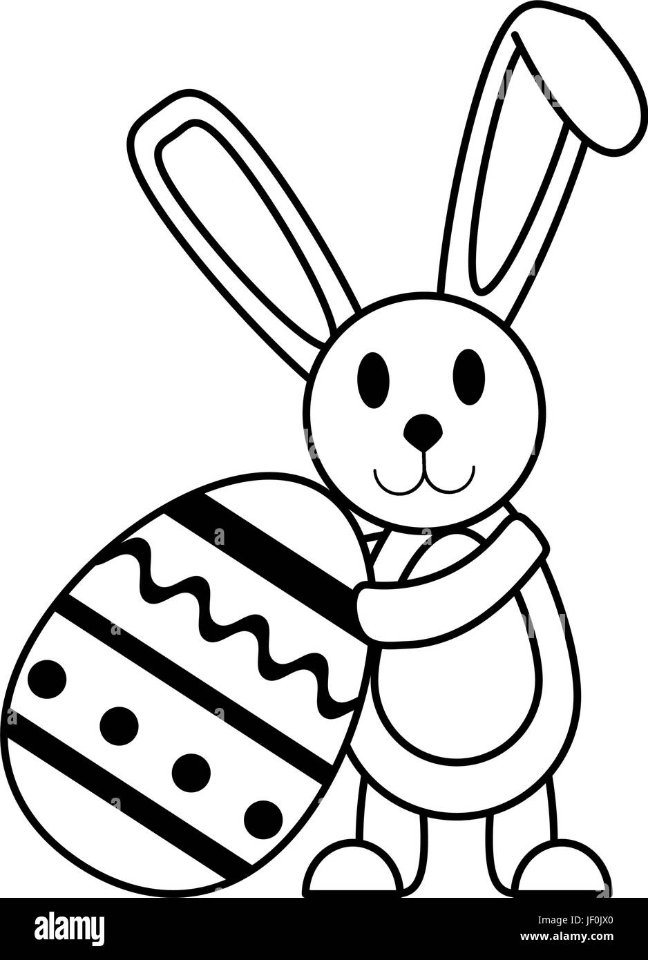 bunny or rabbit with decorated egg easter related icon image Stock ...