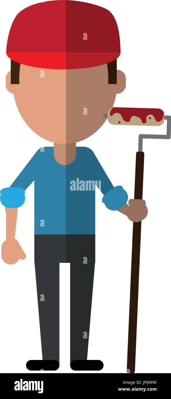 large surface painter with paint roller icon image Stock Vector Image ...