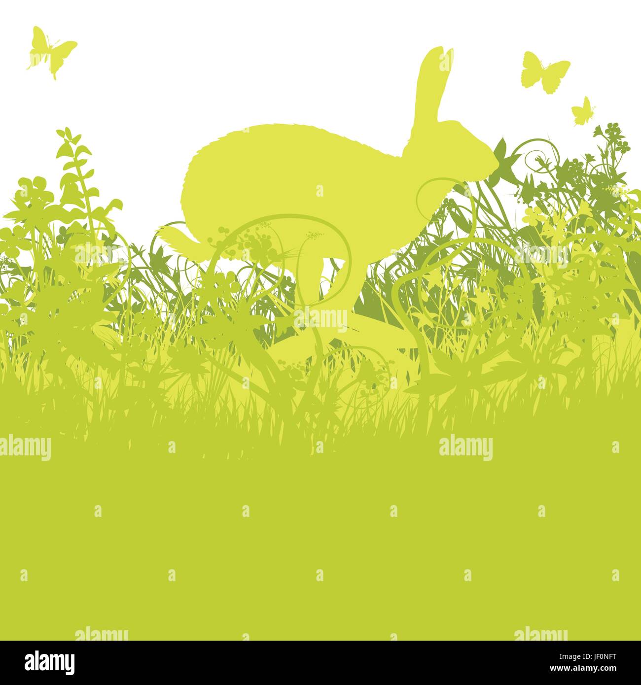 hare of hops across a meadow Stock Vector