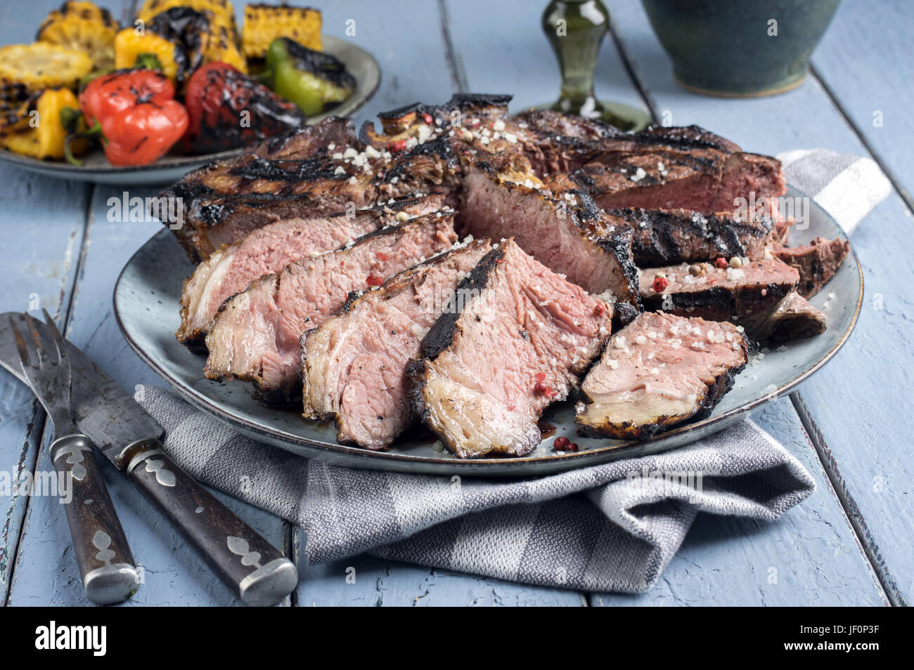 Dry Aged Barbecue Porterhouse Steak on Plate Stock Photo Alamy