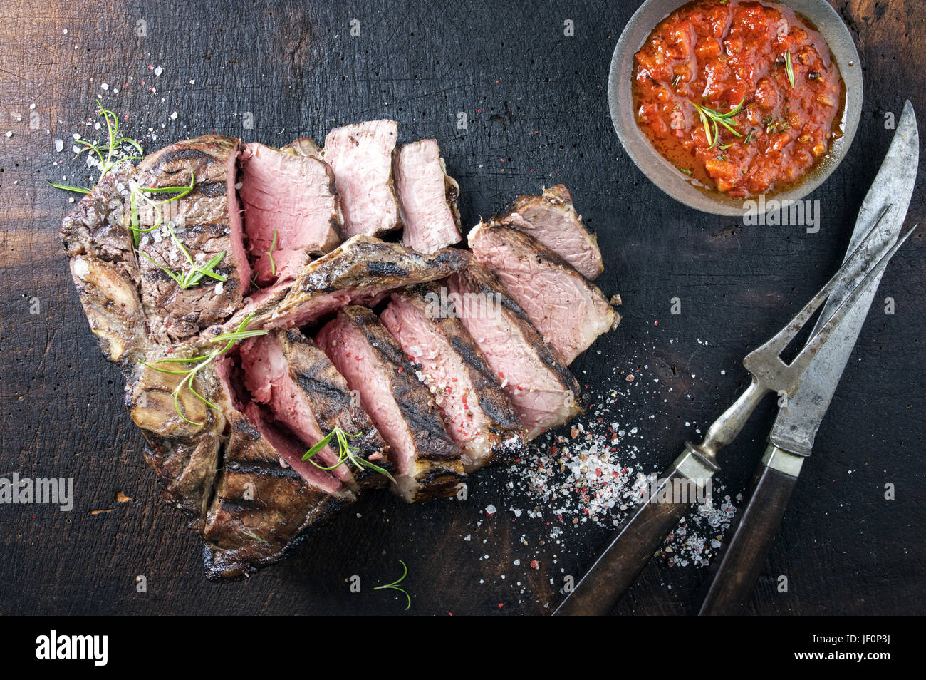 Dry Aged Barbecue Porterhouse Steak Stock Photo Alamy