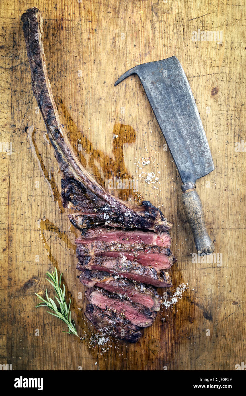 Dry Aged Barbecue Tomahawk Steak Stock Photo Alamy