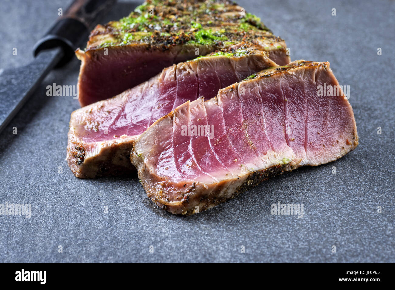 Barbecue Tuna Steak Stock Photo Alamy
