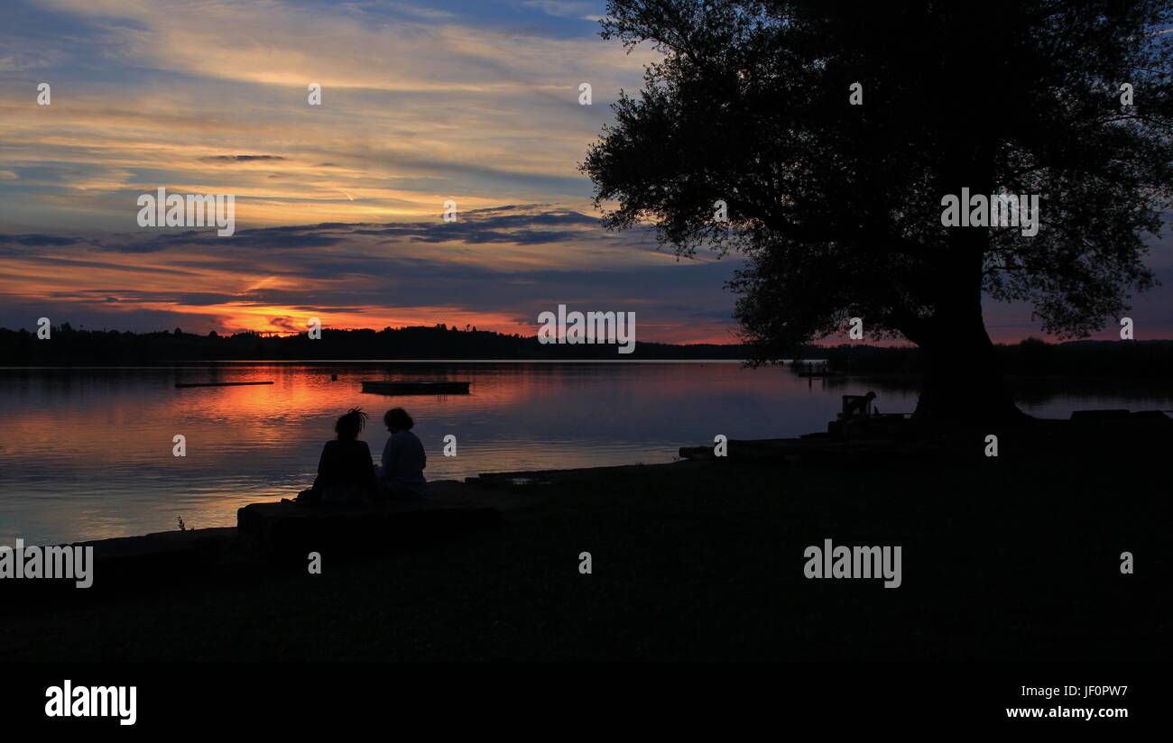 Peaceful evening scene at Lake Pfaffikersee Stock Photo