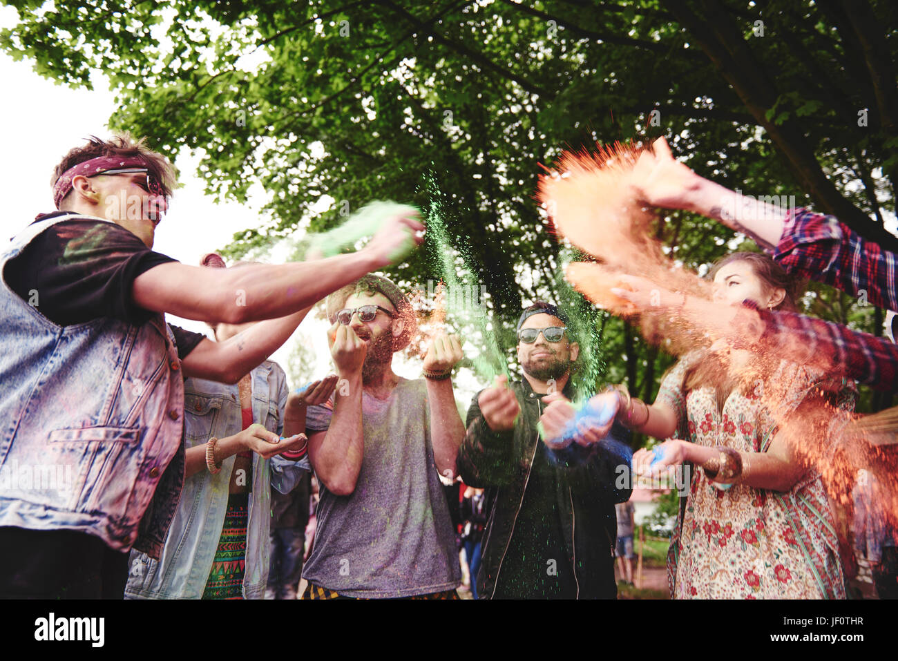 People throwing the holi colors Stock Photo