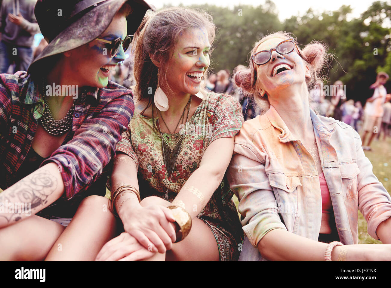Happy girls at the summer festival Stock Photo - Alamy
