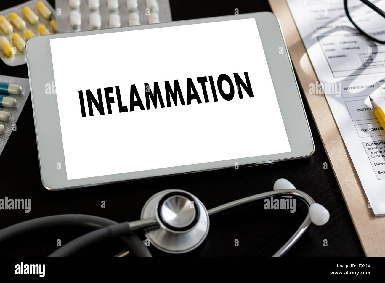 Inflammation Joint inflammation concept Medical Report , lymph glands