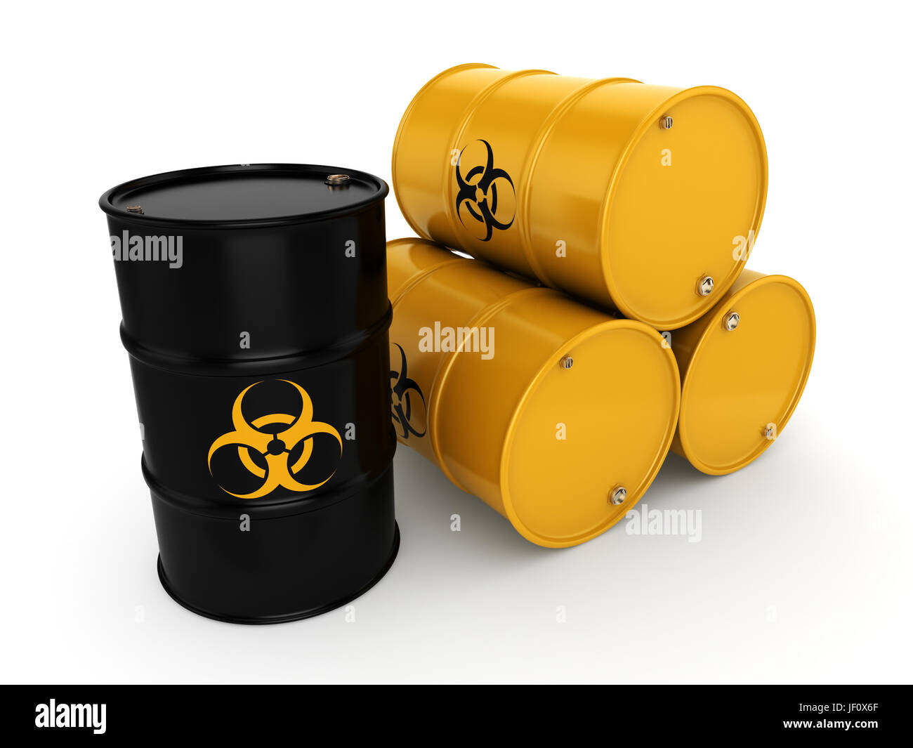 3D rendering biohazard barrels Stock Photo - Alamy
