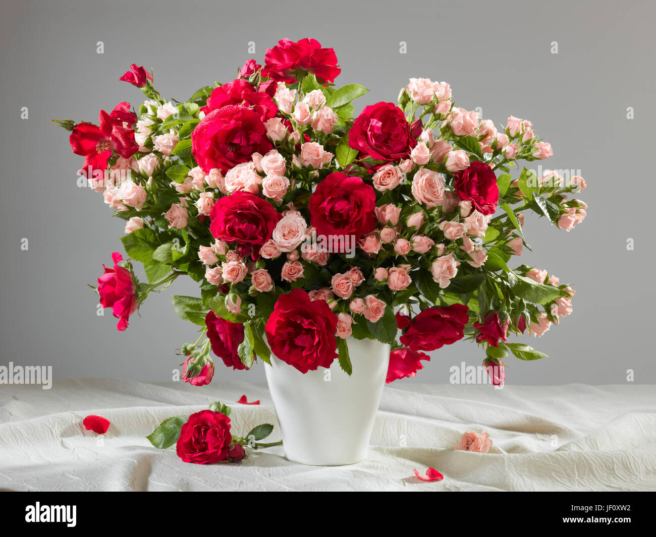 Bouquet of flowers. Roses, carnations. Stock Photo