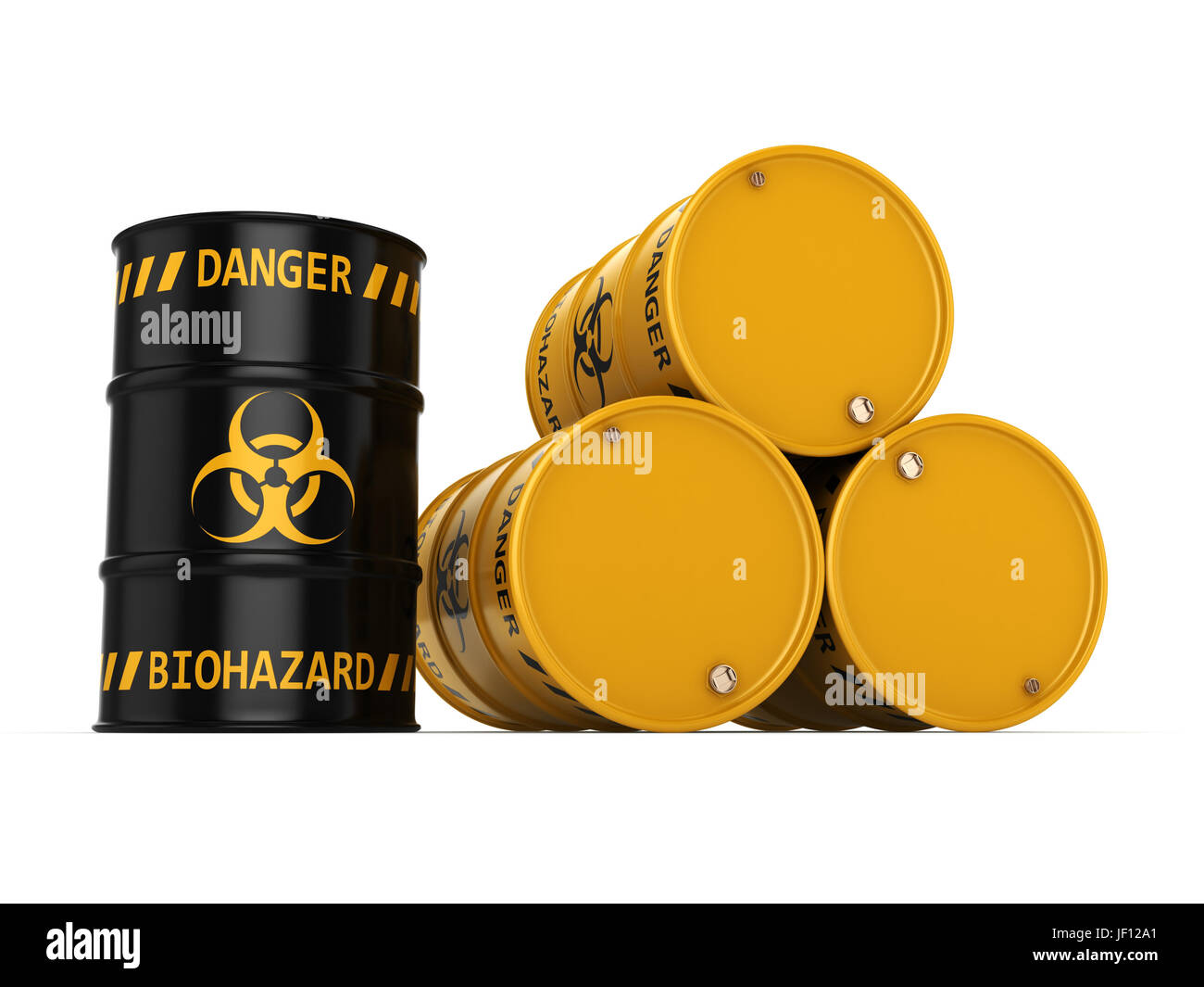 3D rendering biohazard barrels Stock Photo - Alamy