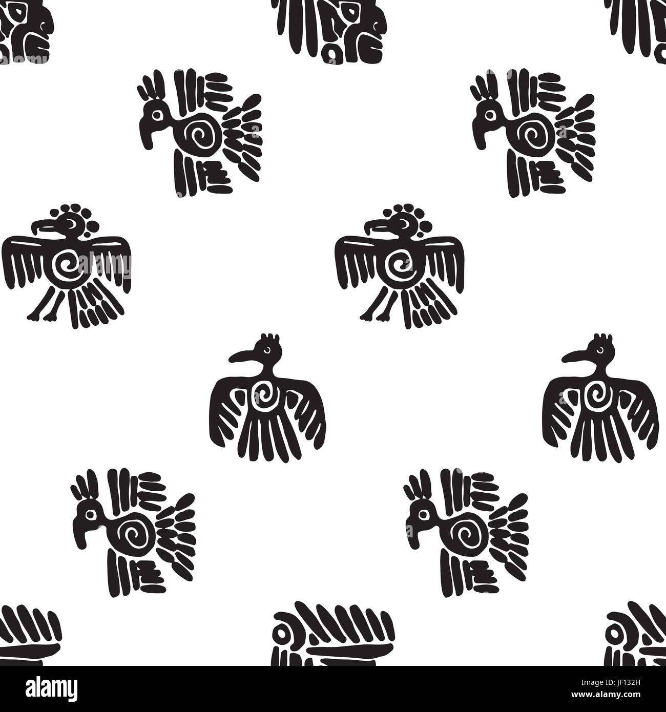 Seamless maya pattern. Black and white ethnic elements Stock Vector ...