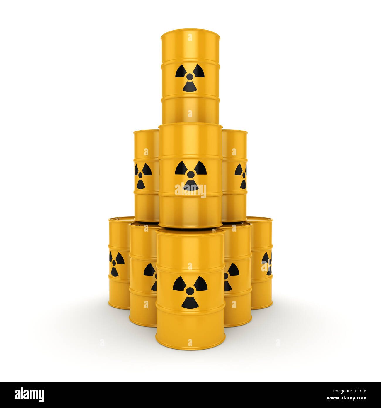 3D rendering radioactive barrels Stock Photo - Alamy