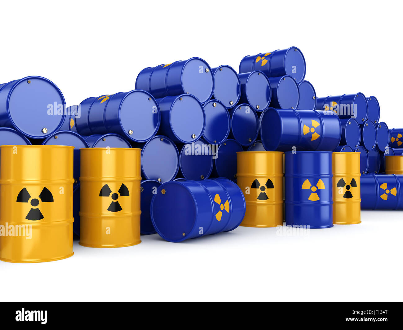3D rendering radioactive barrels Stock Photo - Alamy